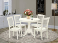5pc Round 36 inch Table and 4 Vertical Slatted Chairs Y41809