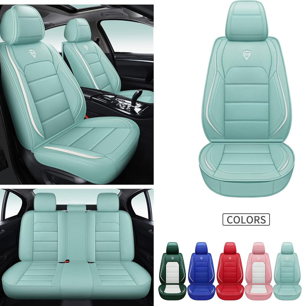 Pink White Synthetic Leather 5 Seats Car Seat Cover E8360