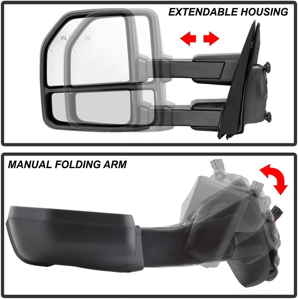 Black Power Heat Smoked LED Signal Towing Side Mirrors C413852