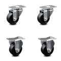 3.5 inch Soft Rubber Swivel Caster Set with 2 Rigid S82497