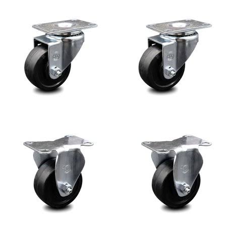 3.5 inch Soft Rubber Swivel Caster Set with 2 Rigid S82497