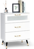 White 3 Drawer Wooden End Side Table Nightstand J99853