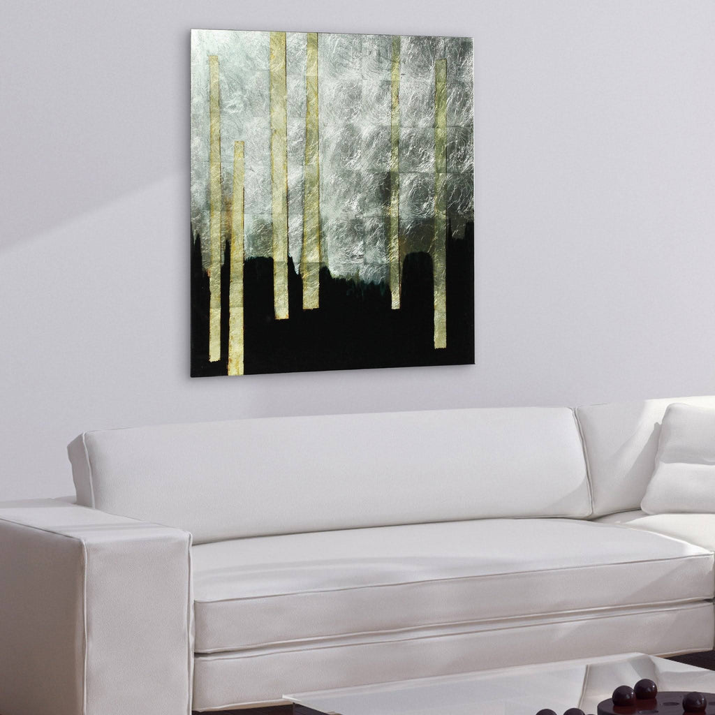 Printed Tempered Glass Art with Silver Leaf X424767