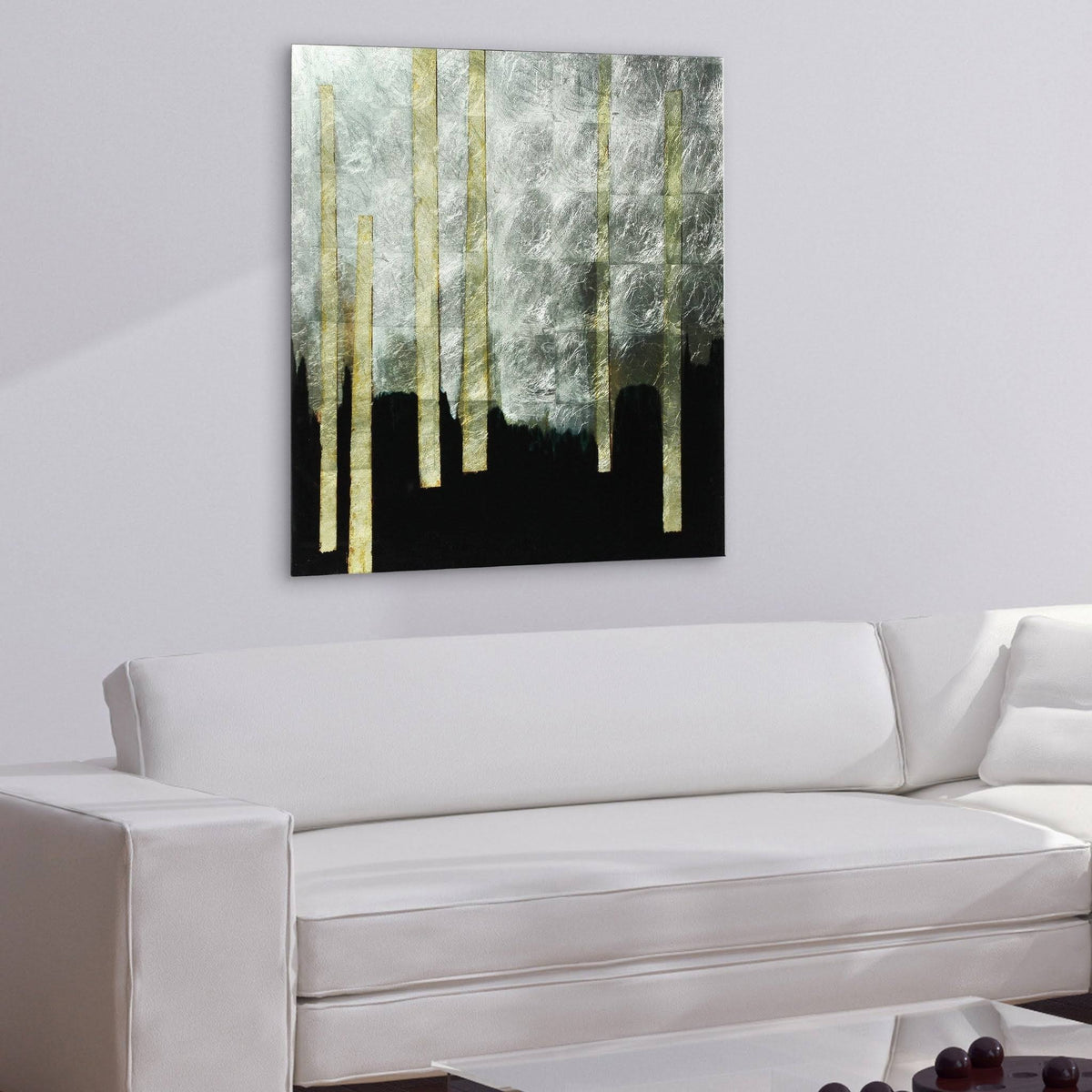 Printed Tempered Glass Art with Silver Leaf X424767