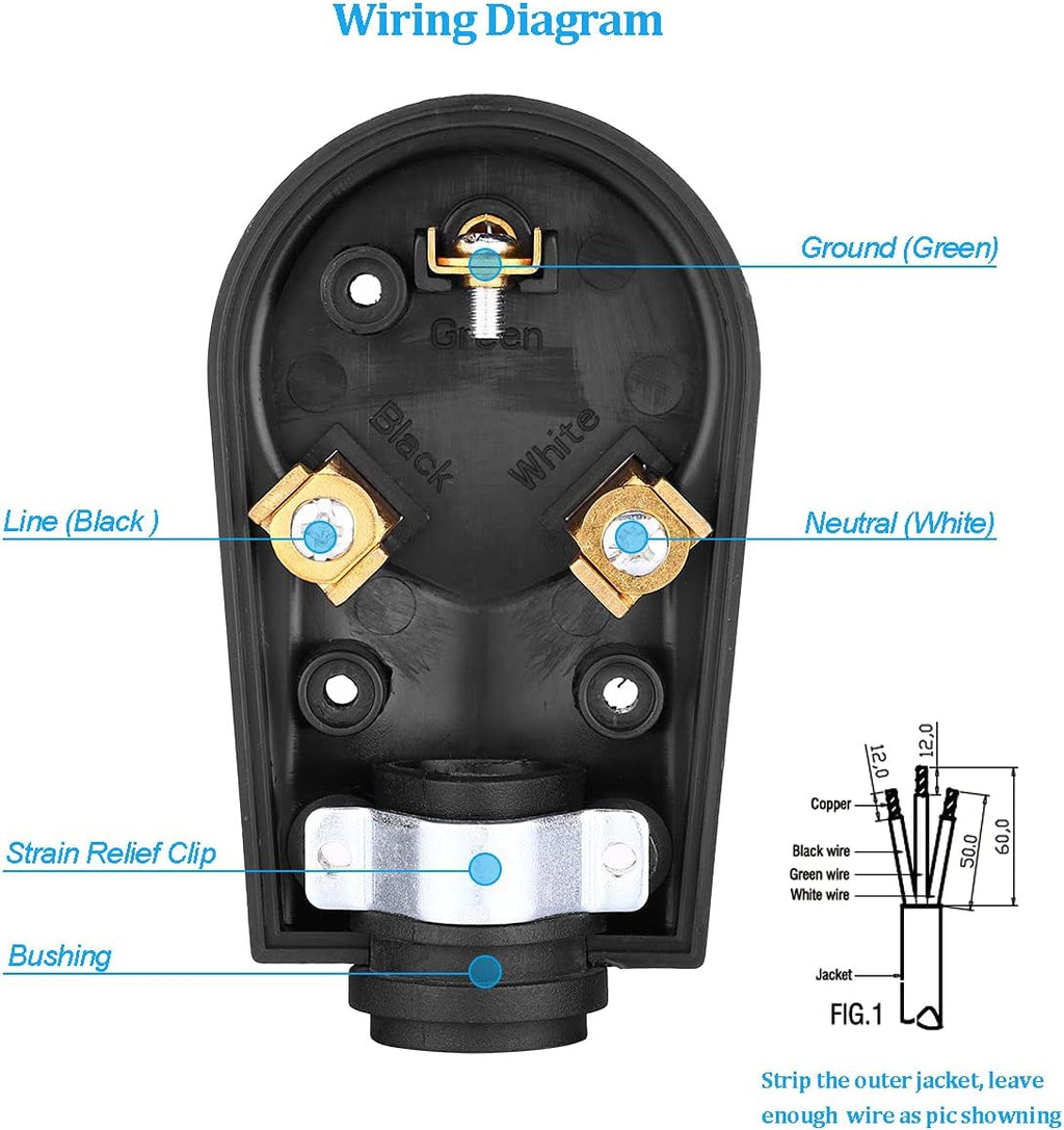 30 Amp RV Plug Male Replacement 3 Prong Electrical Power Connector Pack of 2 D583