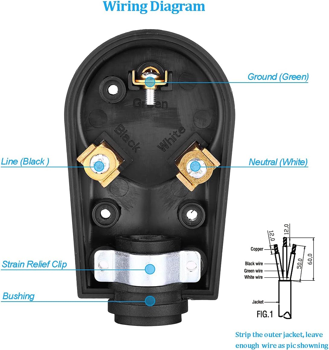 30 Amp RV Plug Male Replacement 3 Prong Electrical Power Connector Pack of 2 D583