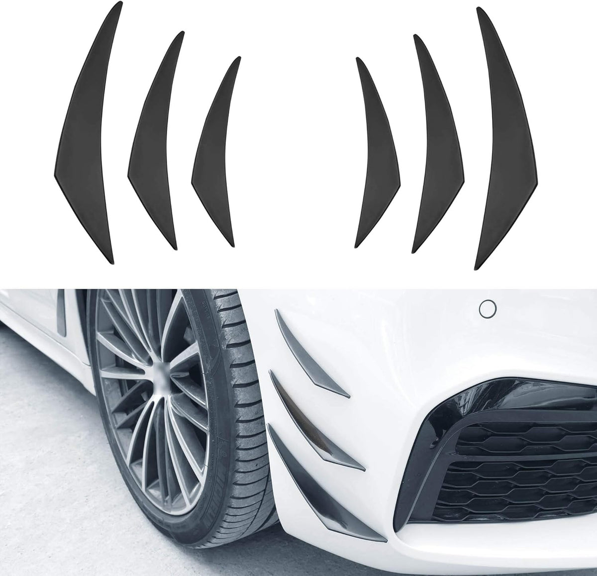 Black 6Pcs Car Front Bumper Lip Splitter Kit B744
