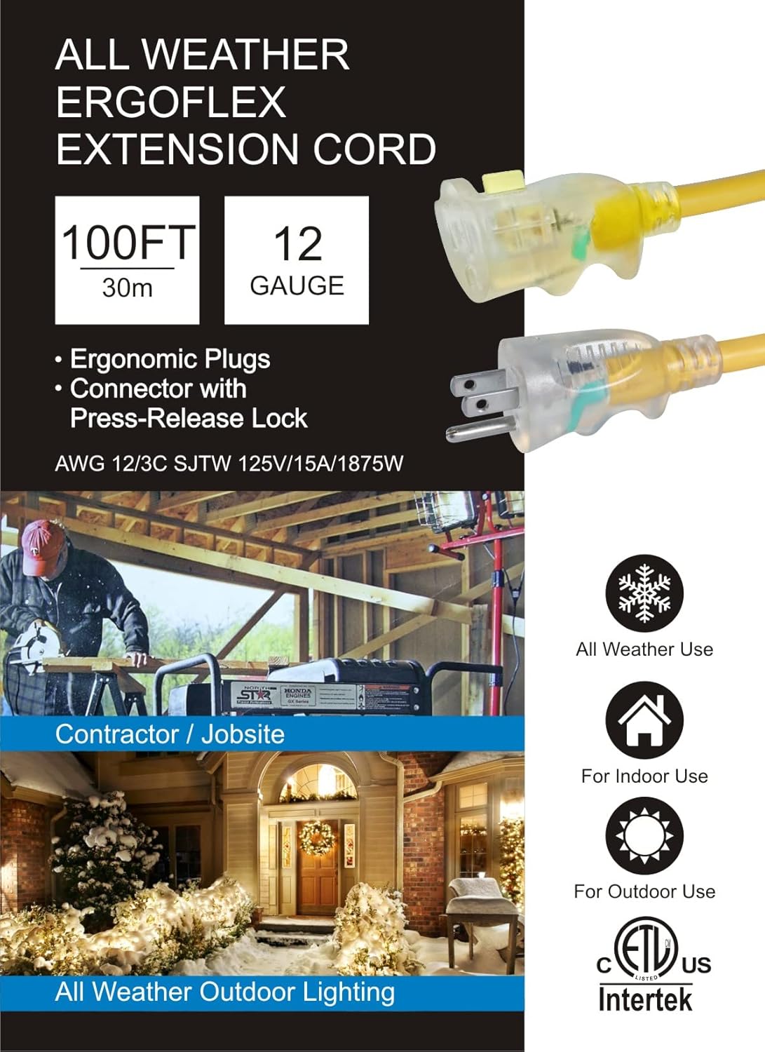 Yellow 100ft Heavy-Duty Cold Weather Cord I652470