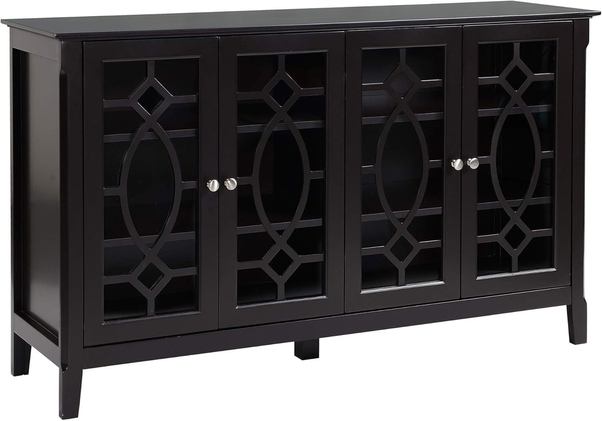 Wood Sideboard Buffet Cabinet with 4 Glass Doors T128