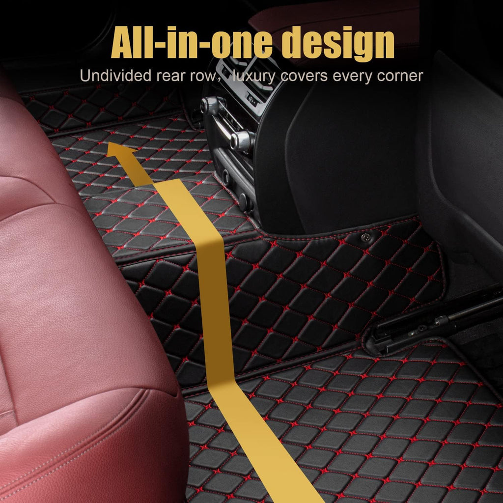 Leather Car Floor Mats 1st & 2nd Row Black V453551