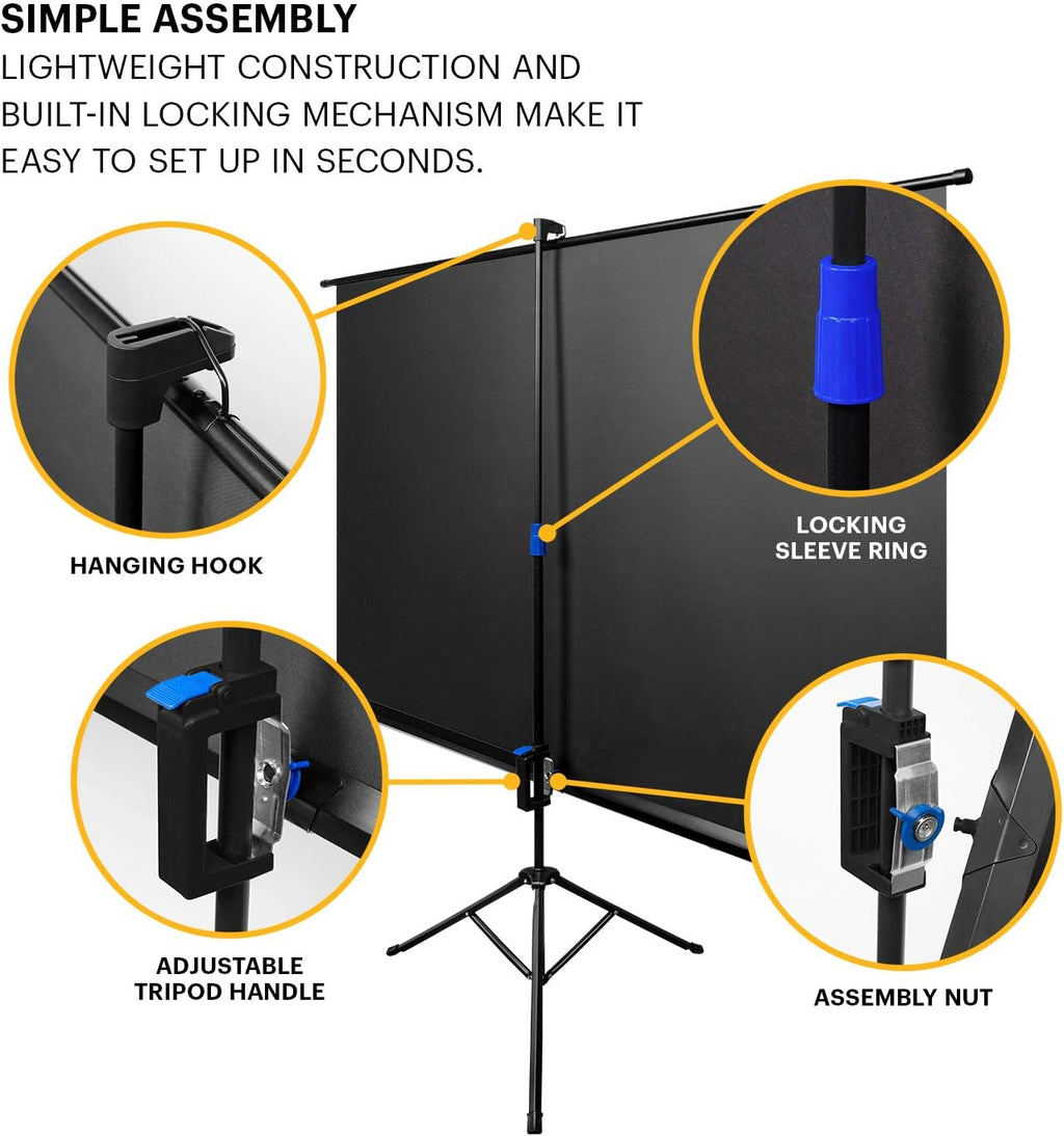 80” Portable Projection Screen with Tripod Stand and Carry Bag O765712