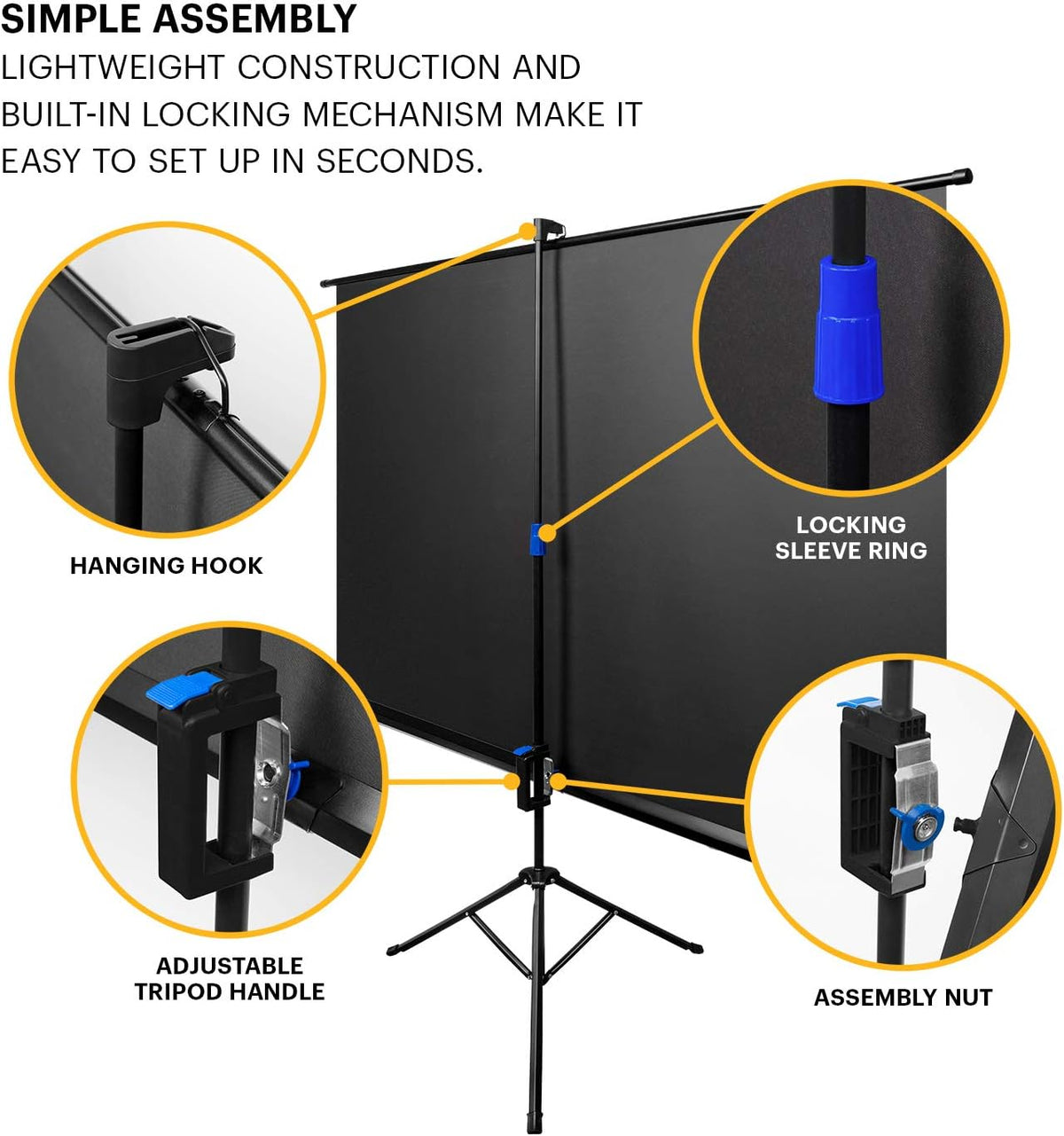 80” Portable Projection Screen with Tripod Stand and Carry Bag O765712