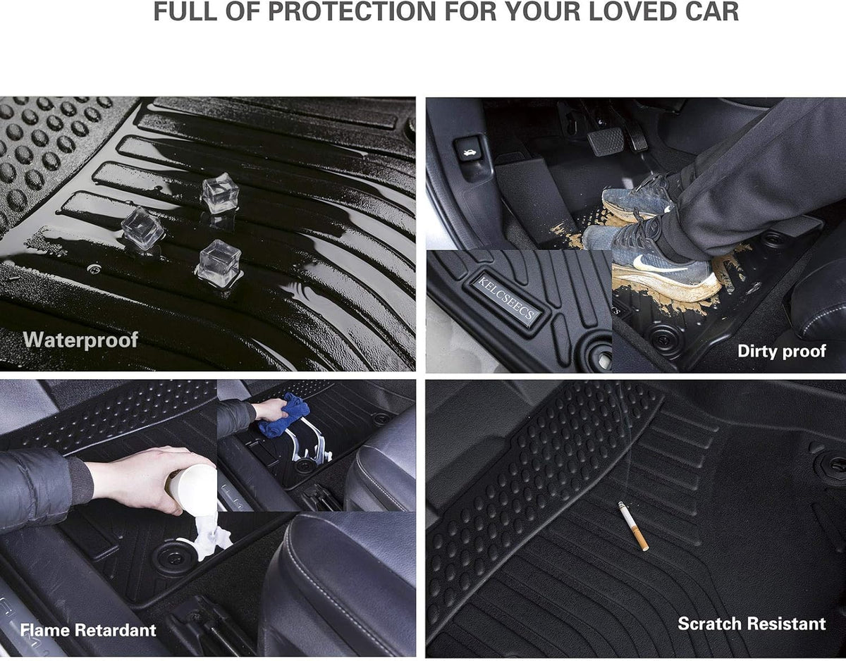 Custom Waterproof All Weather TPE Car Floor Mats Full Set Black F368400