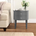 Solid Wood 2 Drawer End Table Gray K33821