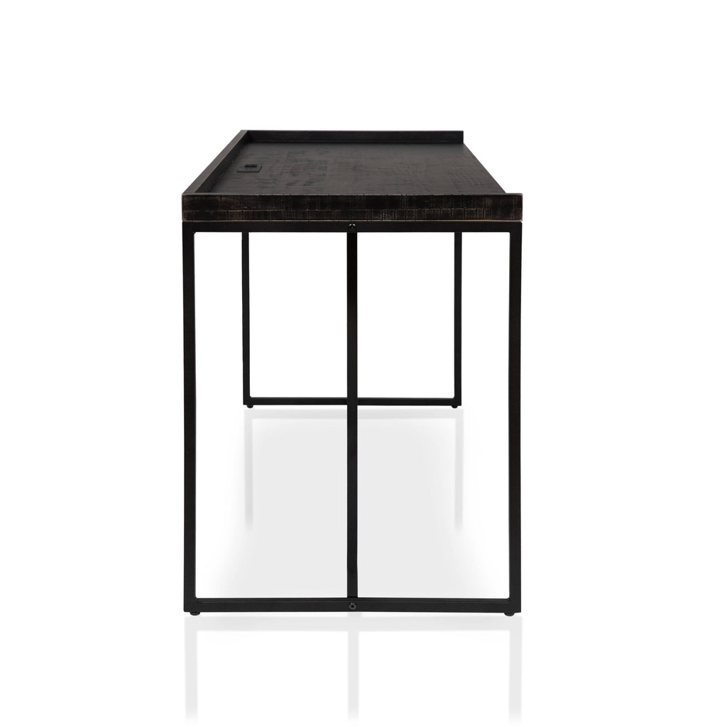 Black Industrial Computer Desk with USB Port E5984