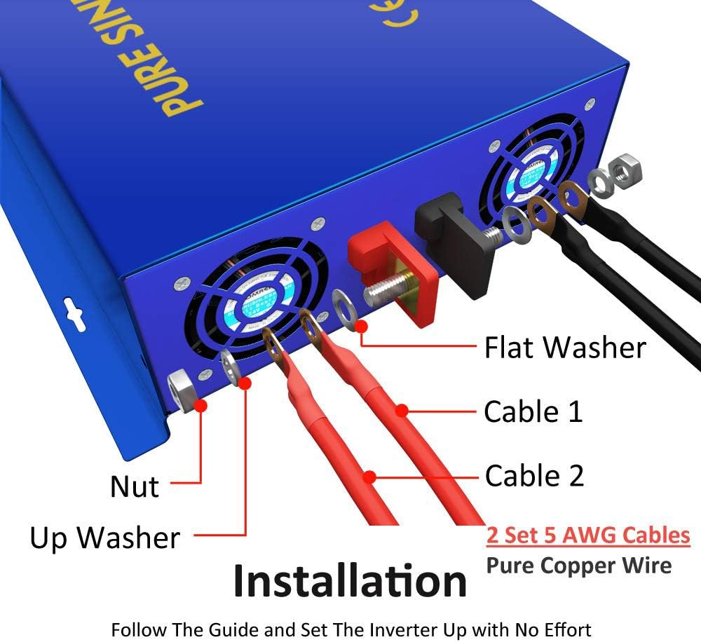 Pure Sine Wave Power Inverter 3000W 24V DC to AC 110V V4557