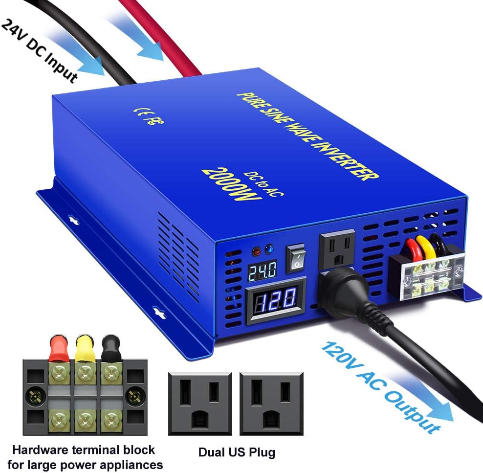 Pure Sine Wave Power Inverter 3000W 24V DC to AC 110V V4557