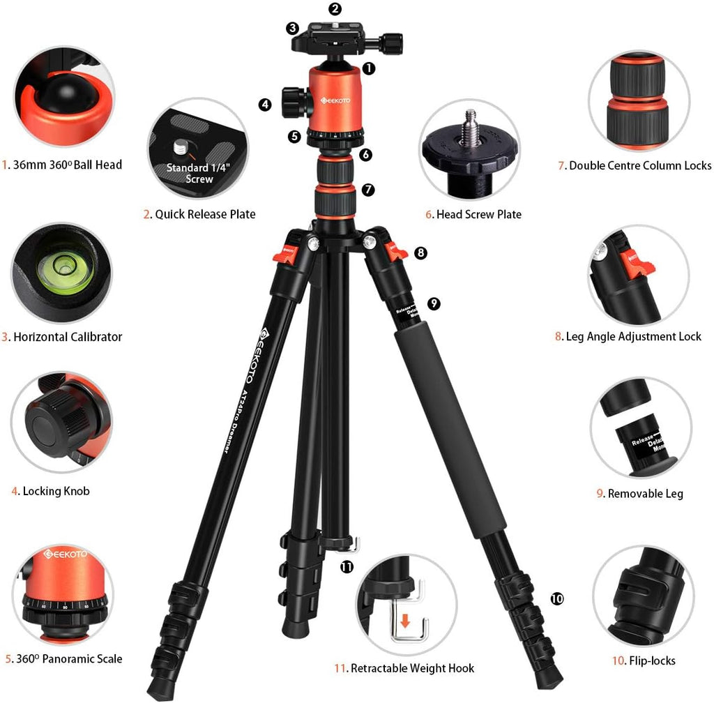 77’’ Aluminum Camera Tripod with 360 Degree Ball Head L225