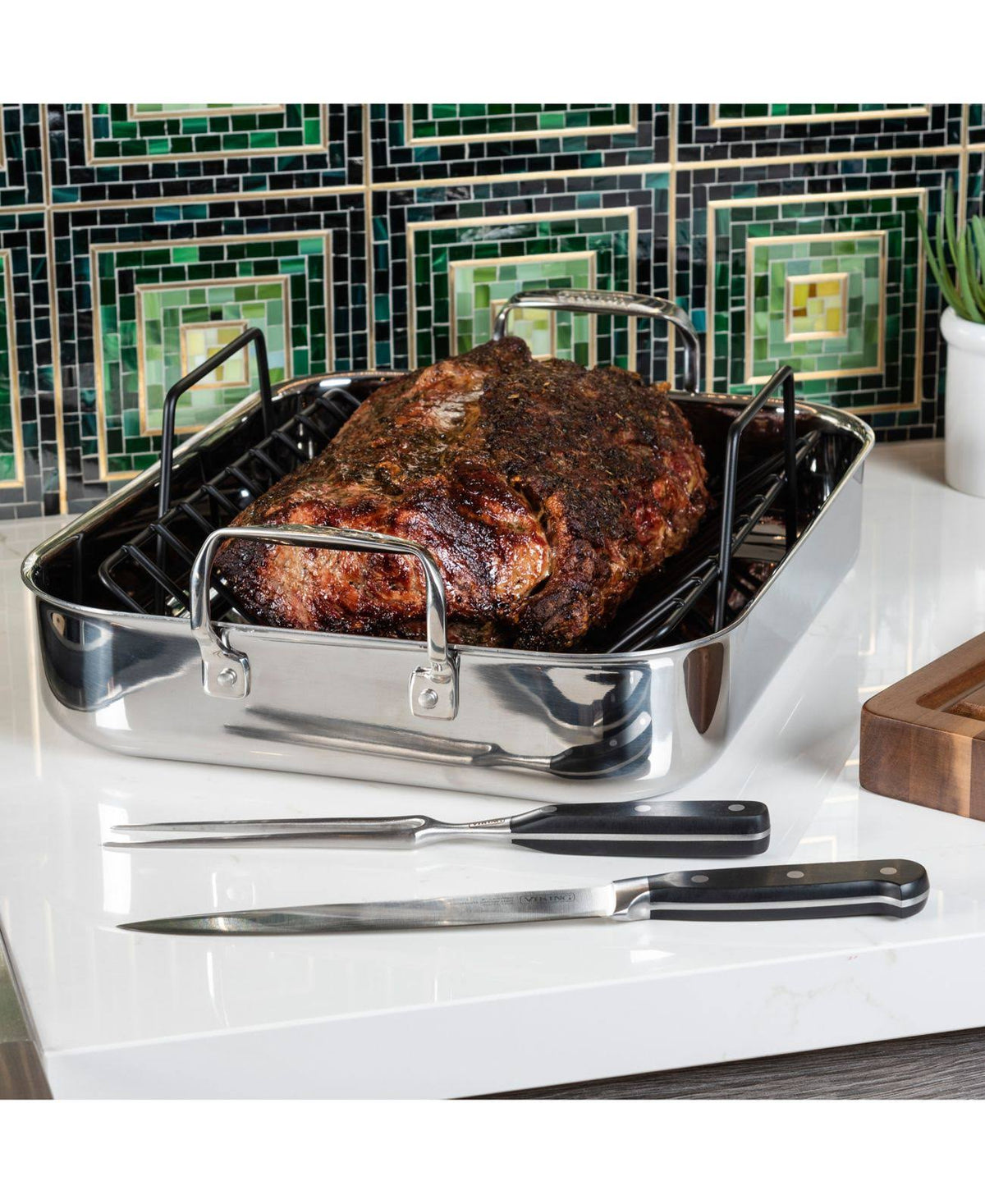 Stainless Steel Roasting Pan with Rack C705594