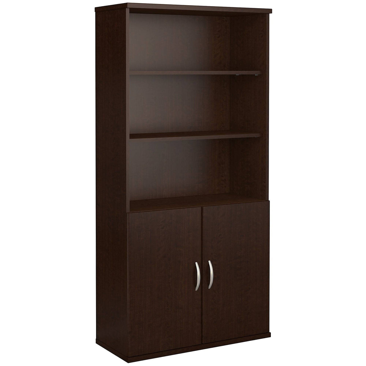 White 5 Shelf 2 Door Wood Composite Bookcase H736