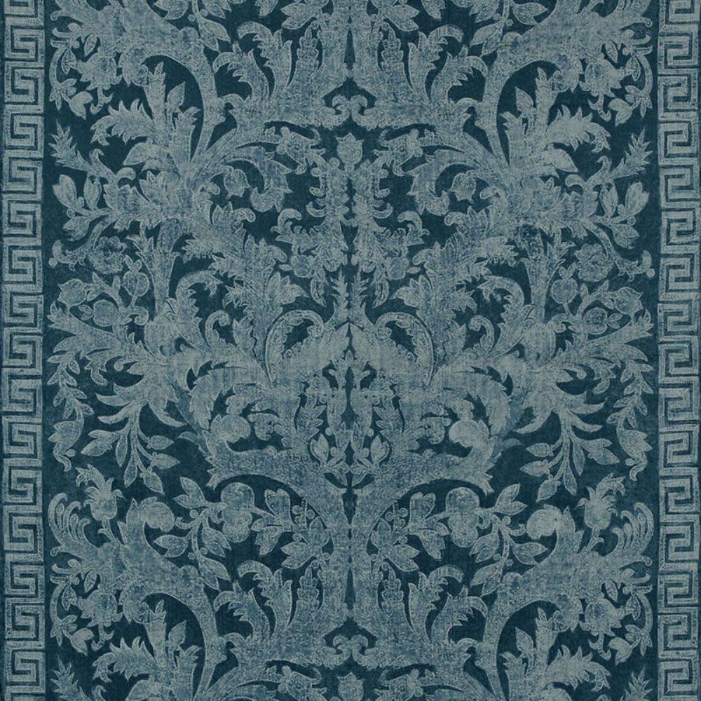 Indigo Velvet Damask Fabric H378660