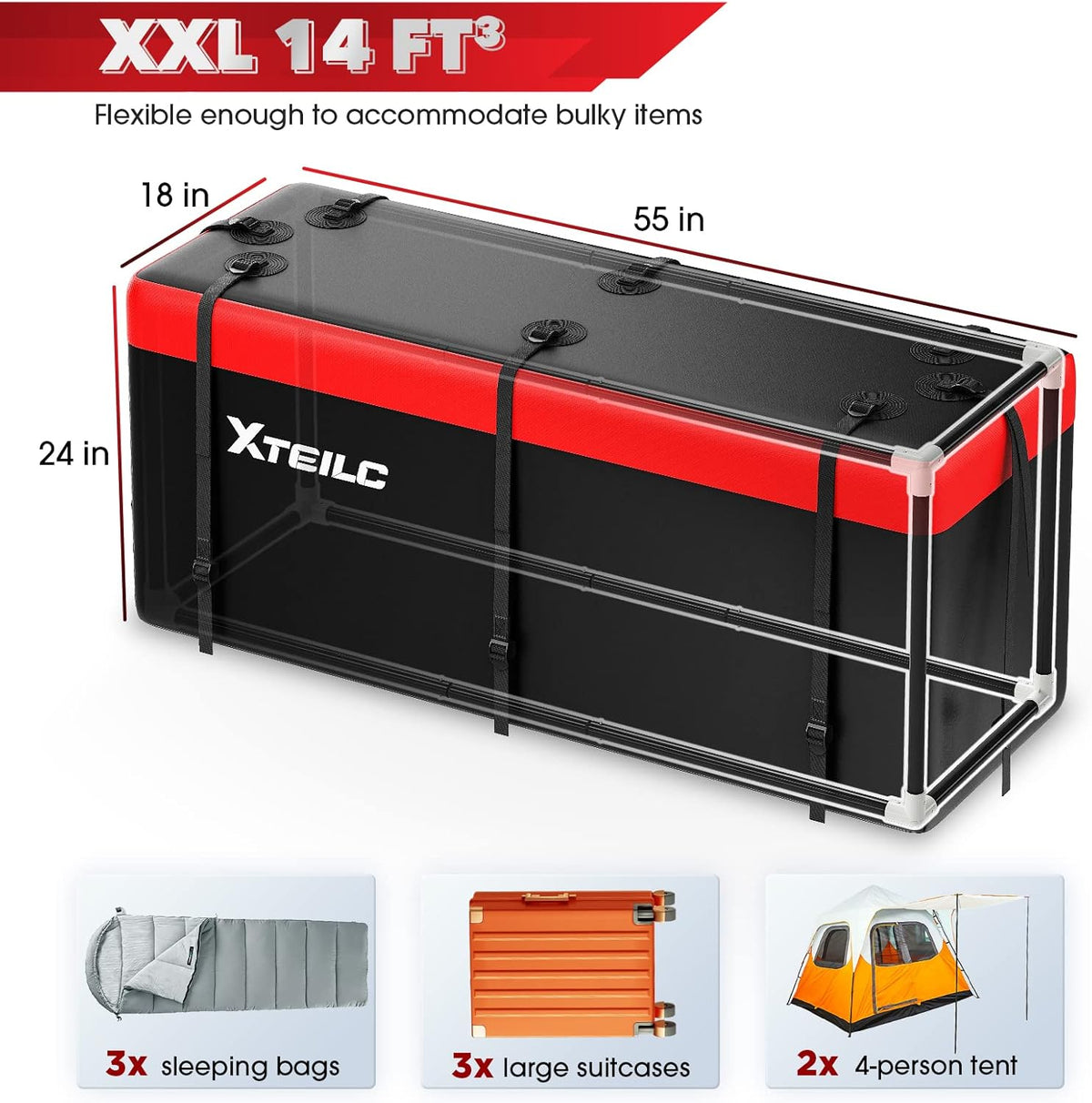 Cargo Carrier Bag with Support Frame and 8 Reinforced Straps G99266