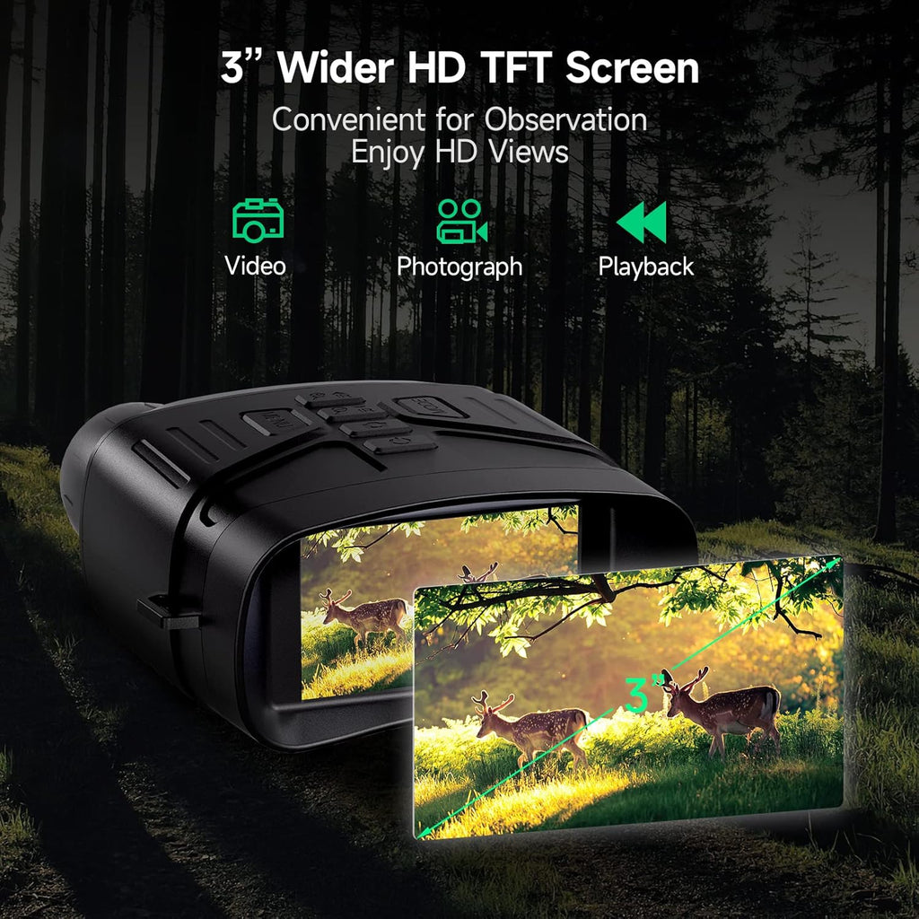 Night Vision Binoculars Goggles with 3'' Screen Rechargeable Lithium Battery S41421