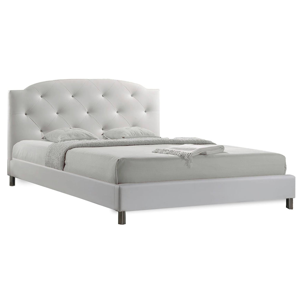 Queen White Leather Bed K256081