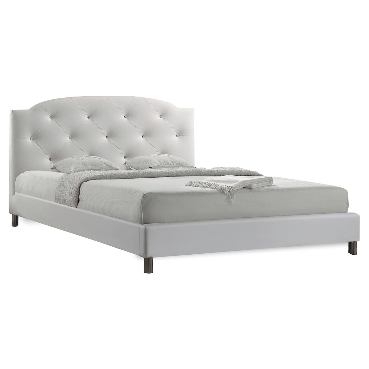 Queen White Leather Bed K256081