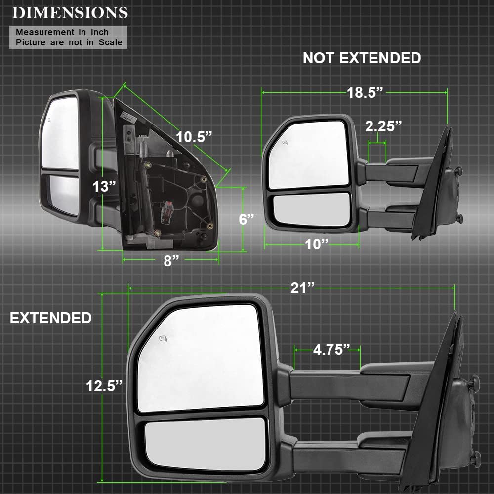 Black Power Heat Smoked LED Signal Towing Side Mirrors C413852