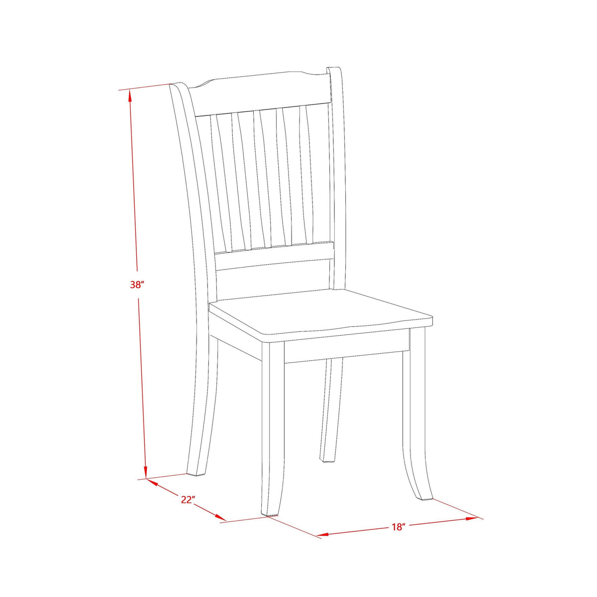 5pc Round 36 inch Table and 4 Vertical Slatted Chairs Y41809