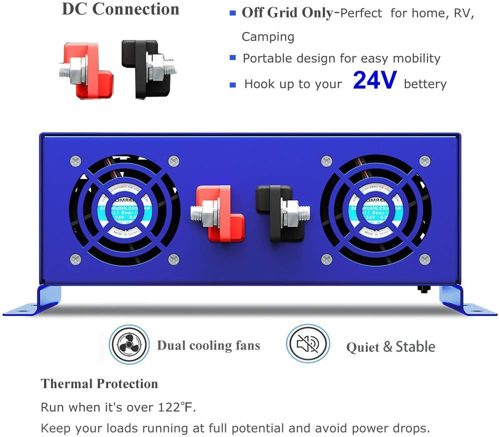 Pure Sine Wave Power Inverter 3000W 24V DC to AC 110V V4557