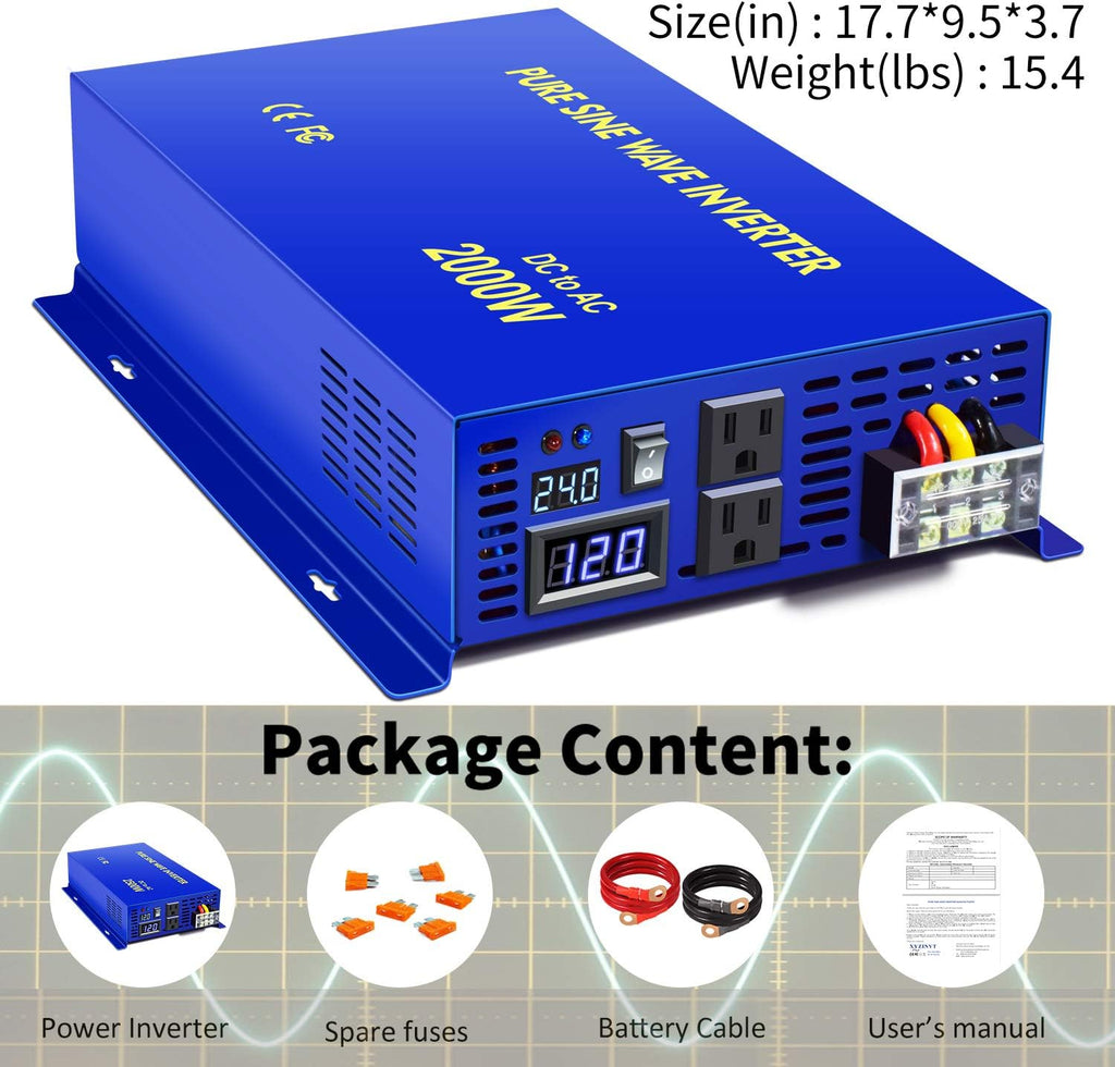 Pure Sine Wave Power Inverter 3000W 24V DC to AC 110V V4557
