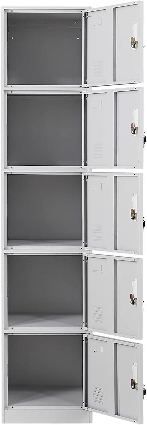 5 Door Light Gray Metal Locker Cabinet C28444