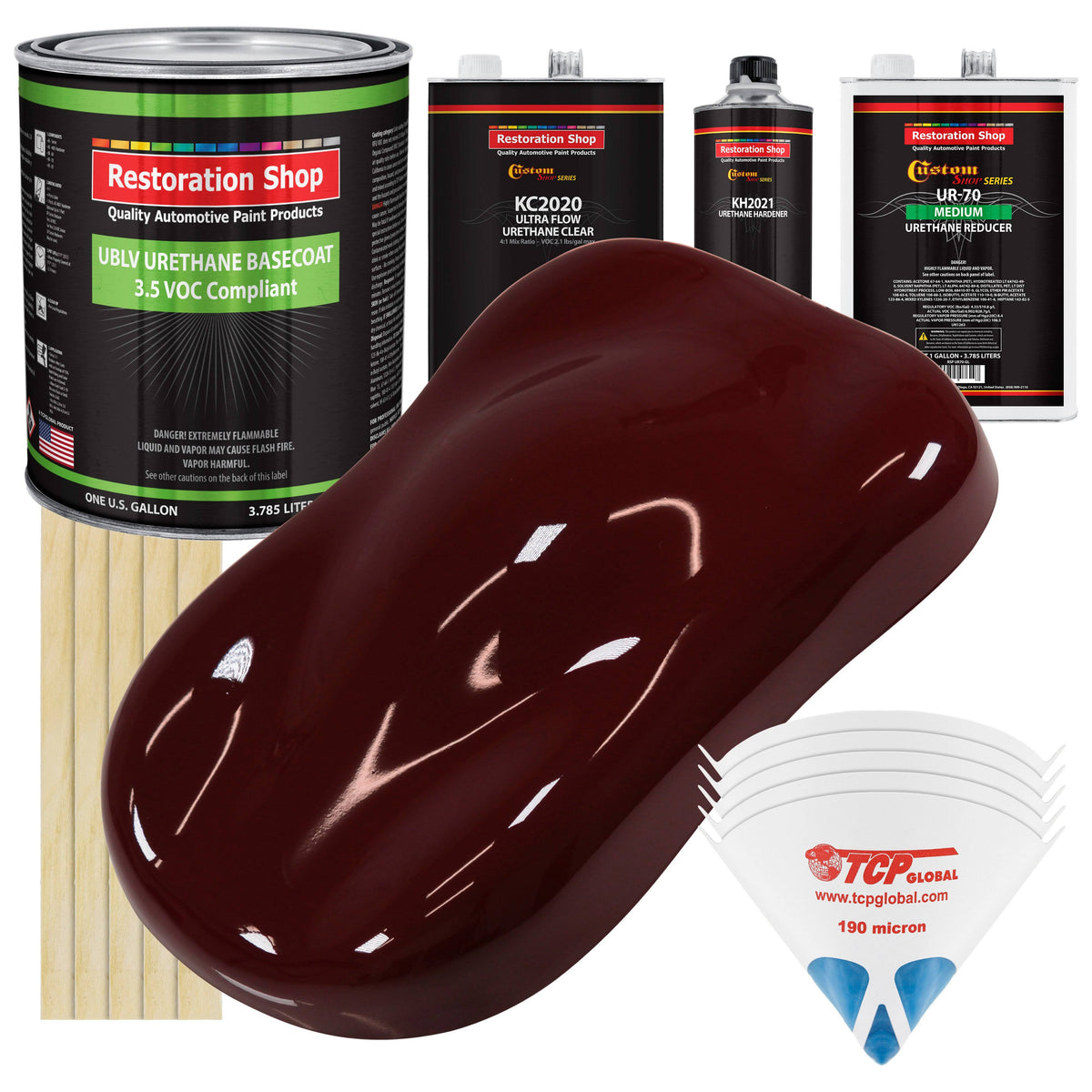 Carmine Red Low VOC Urethane Basecoat Clearcoat Car Auto Paint Medium Gallon Kit Y904453
