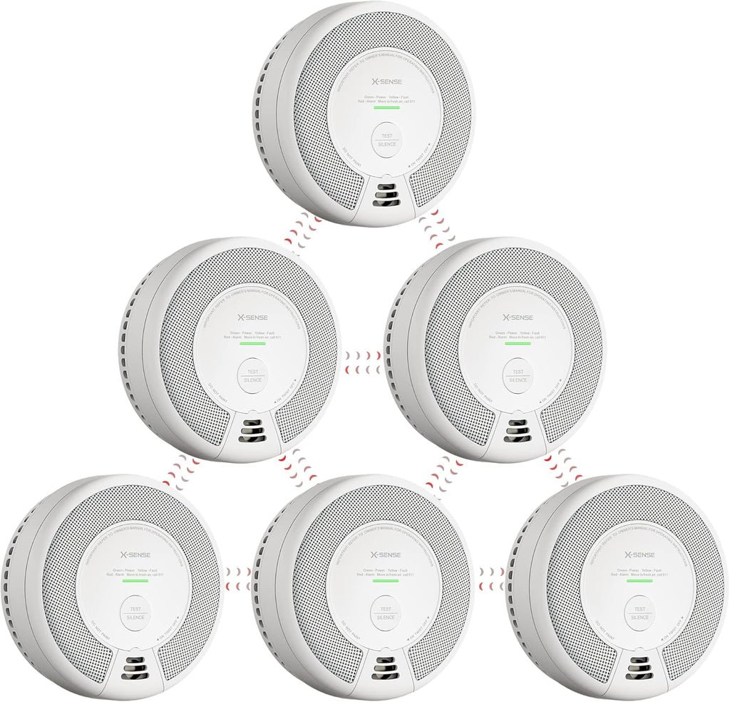 Wireless Interconnected Combination Smoke and Carbon Monoxide Detector, 10-Year Battery, Pack of 6 R62313