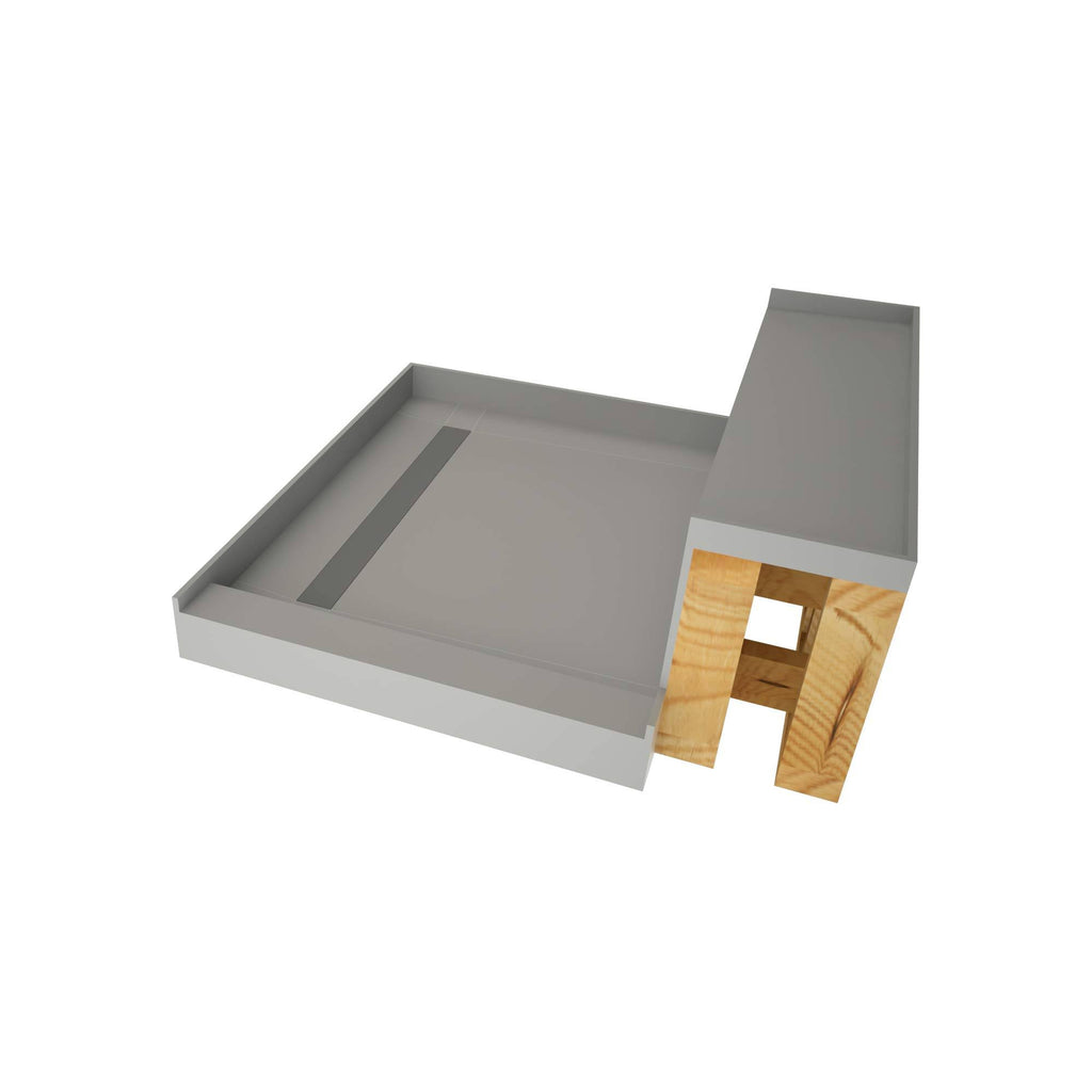 42x22 x 48x22 Single Threshold Shower Base with Bench and Drain Grate K4520