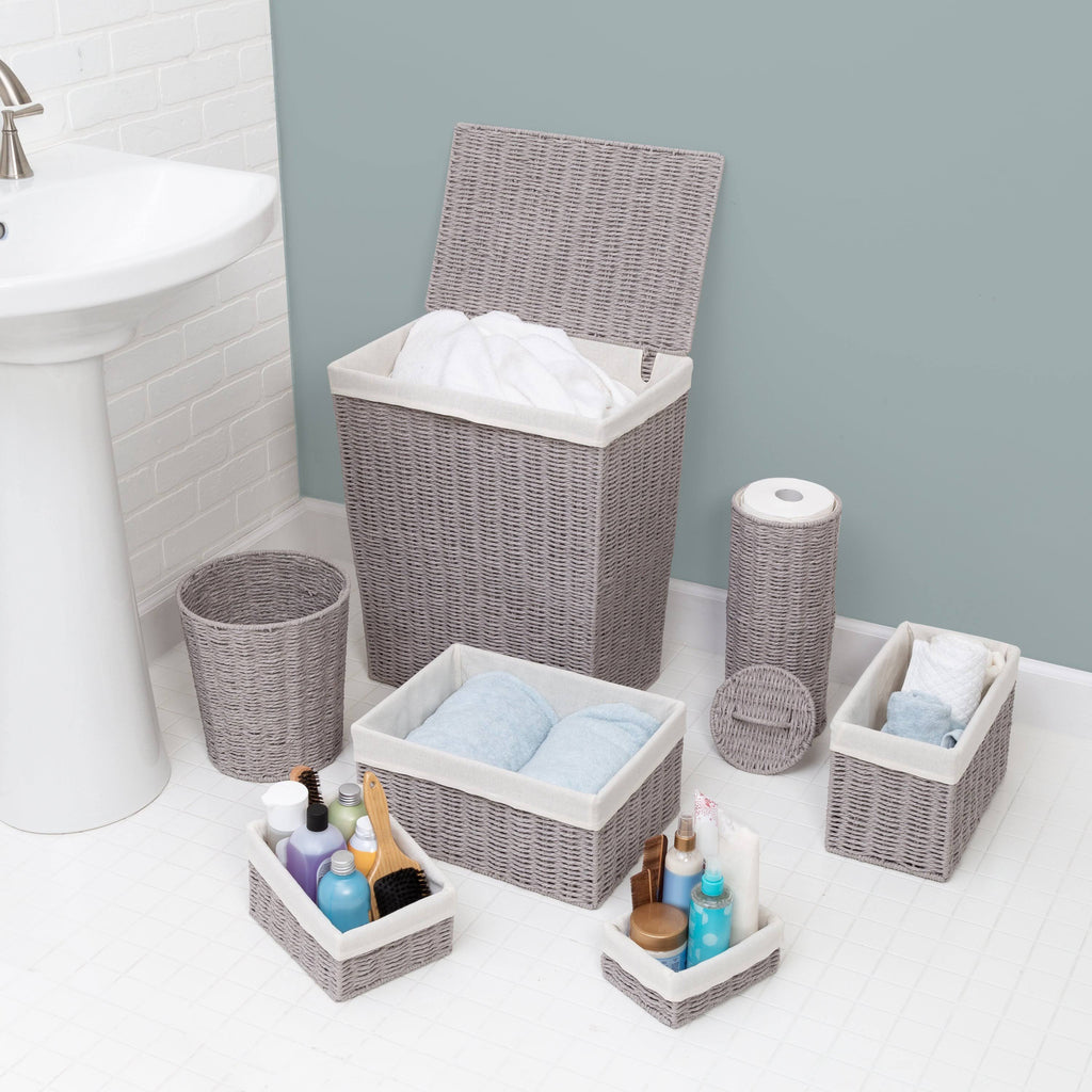 7-Piece Twisted Paper Rope Woven Bathroom Storage Basket Set Y400