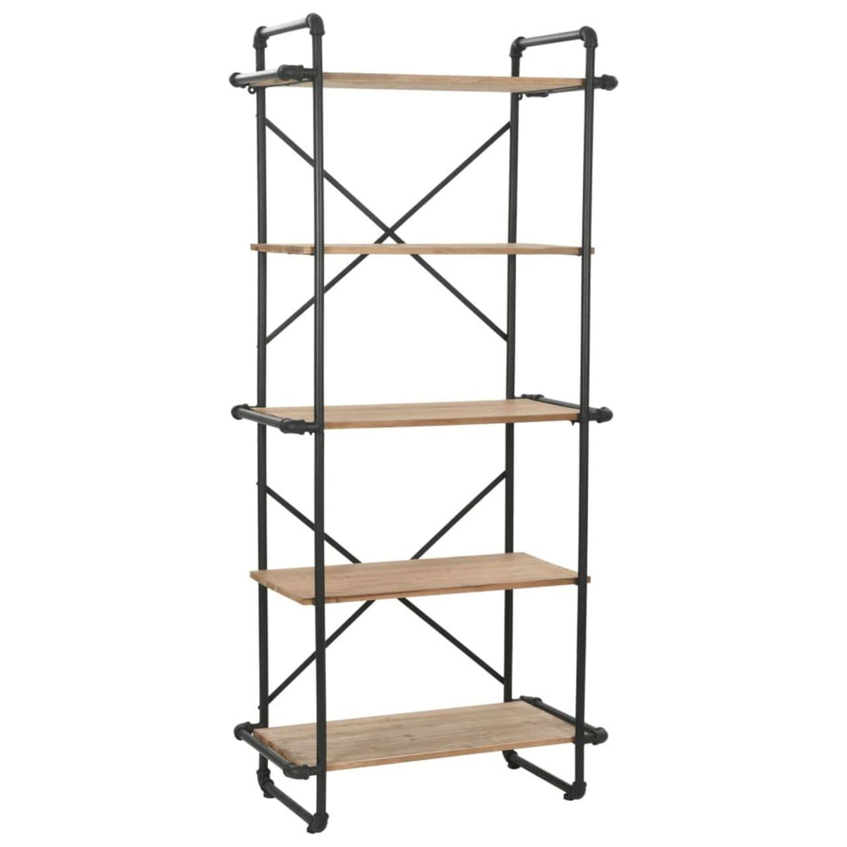 Solid Firwood and Steel Bookcase J125737