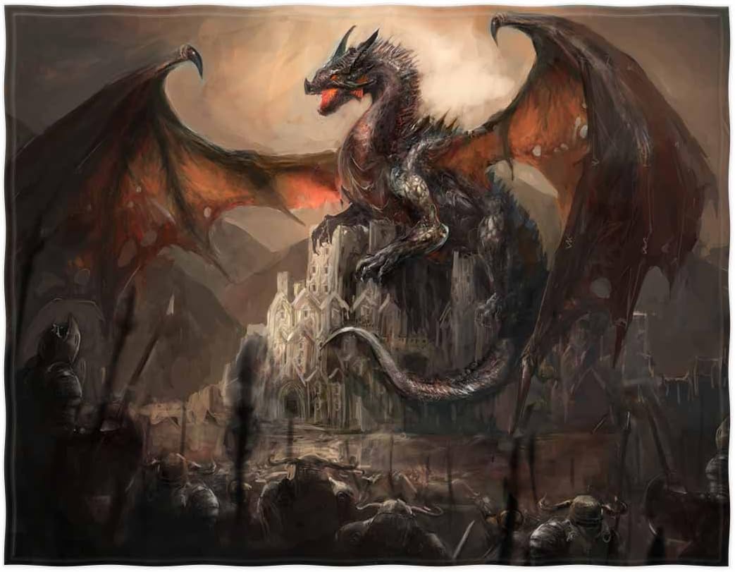 58 x 80 Inch Dragon Castle Soft Throw Blanket W28143