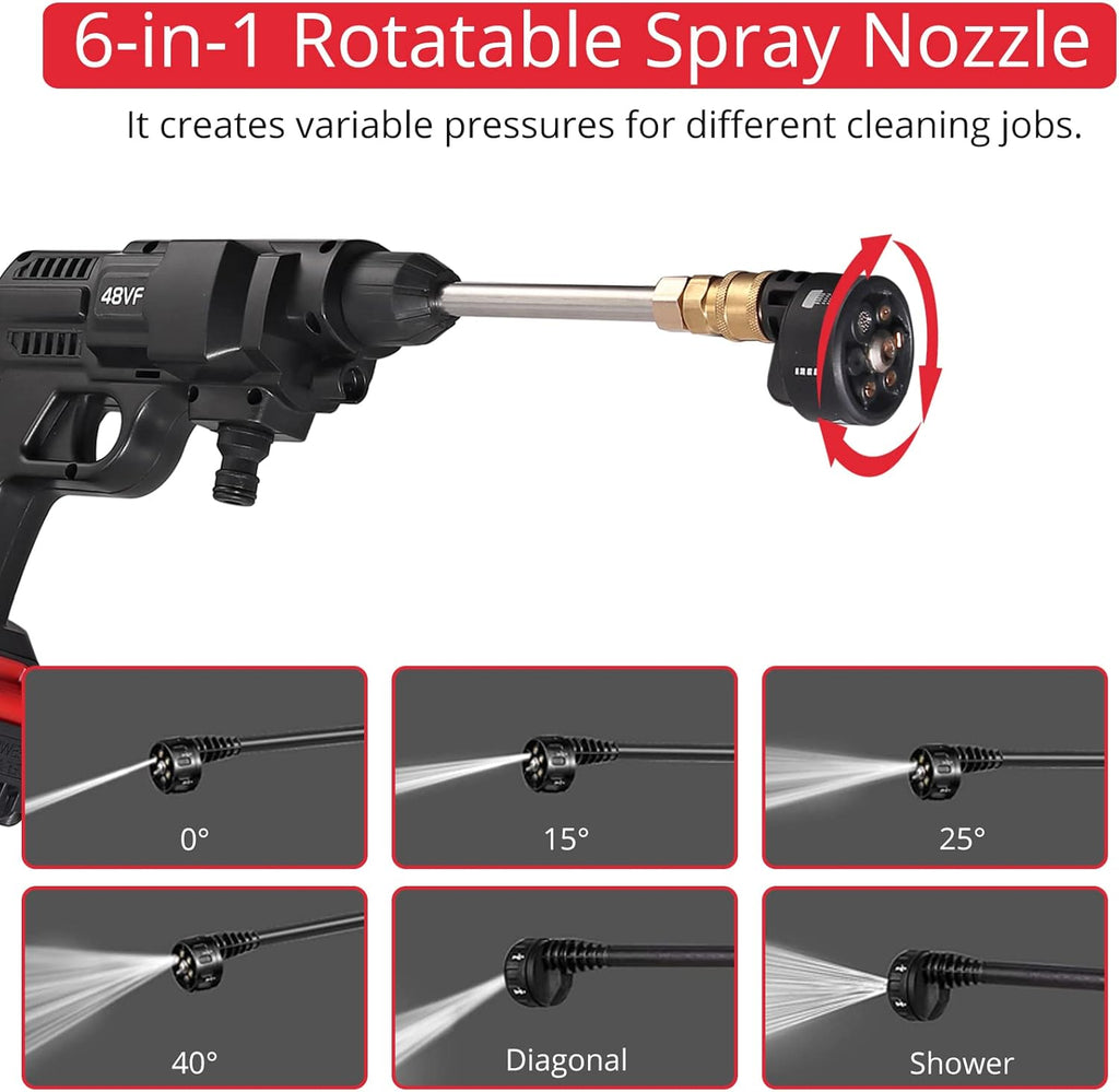 Cordless Pressure Washer 20V 4.0Ah 450 PSI 6 in 1 Adjustable Nozzle Q71022