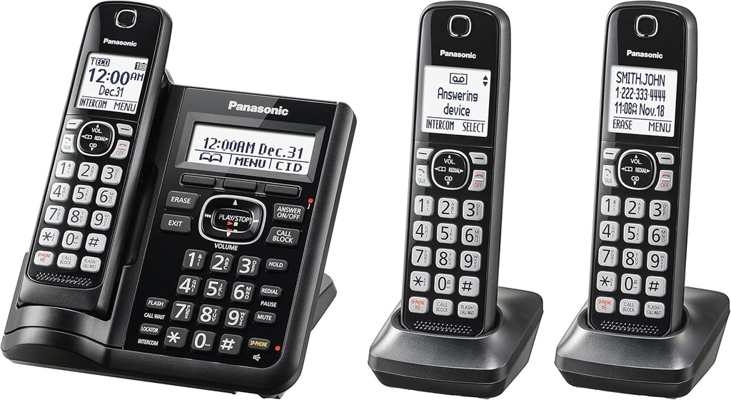 Black Cordless Phone System with 5 Handsets J68668
