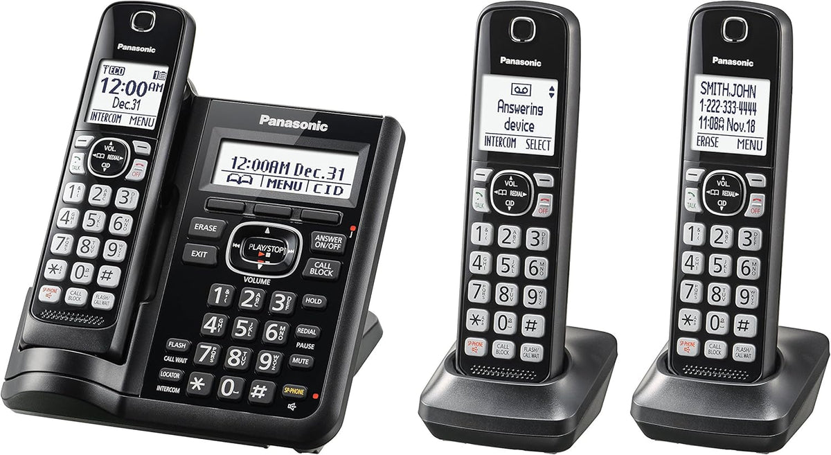 Black Cordless Phone System with 5 Handsets J68668