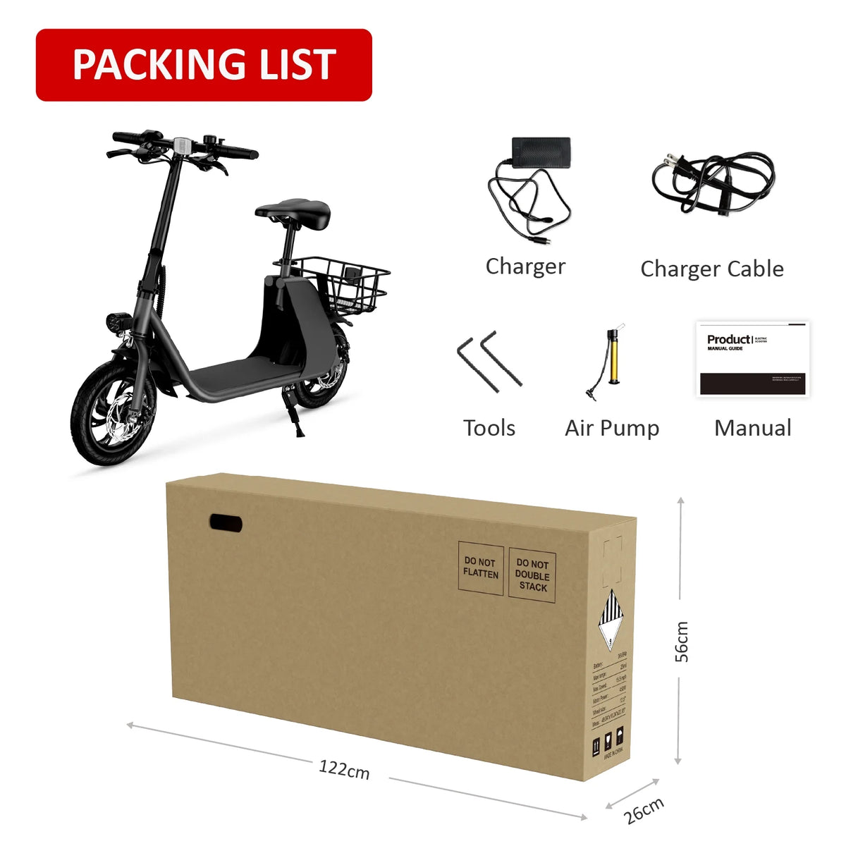 Foldable Electric Scooter with Seat and Carry Basket F607199