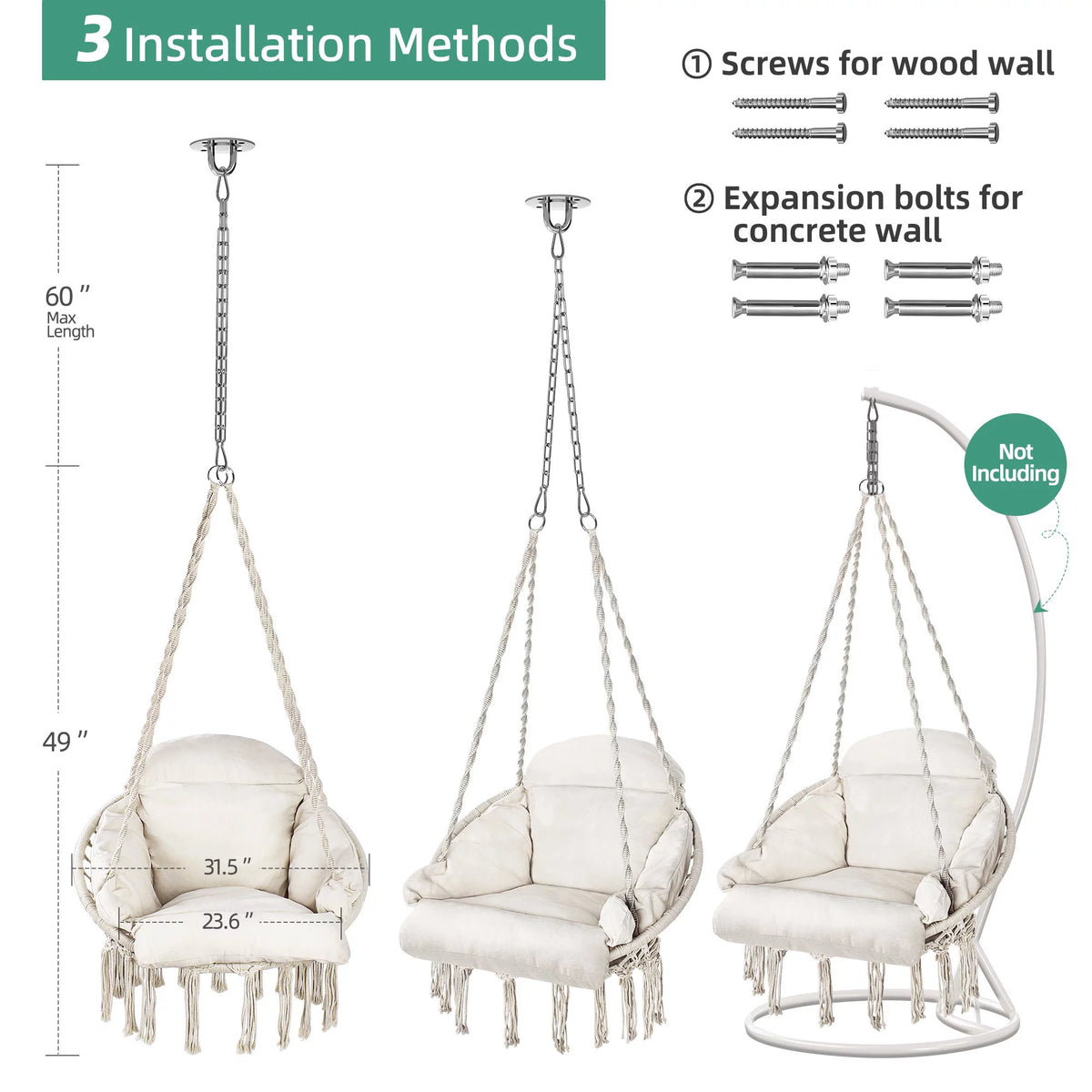 Hanging Hammock Swing Chair with Cushion W99486