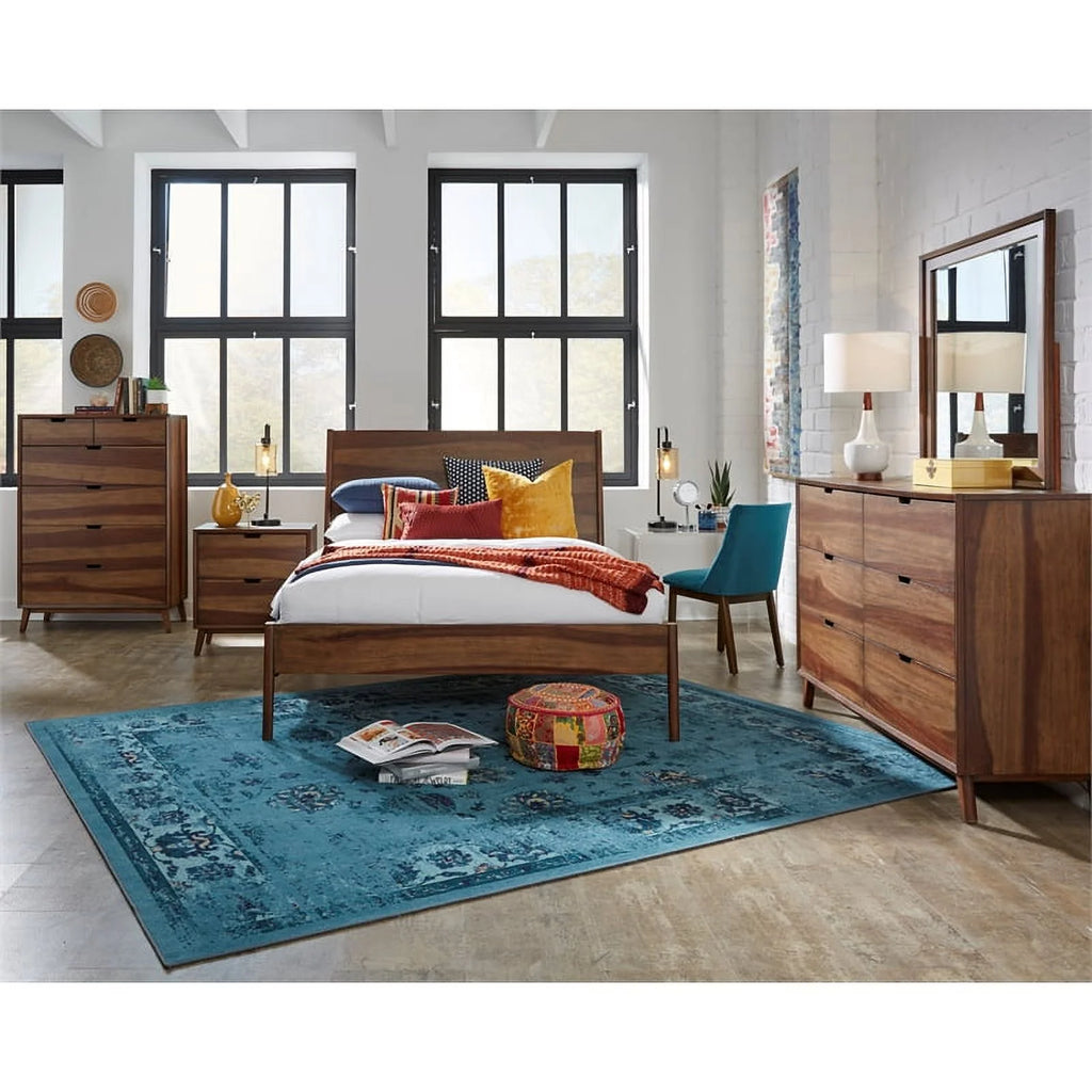 Caramel Brown Wood Double Drawer Dresser & Mirror Y3707