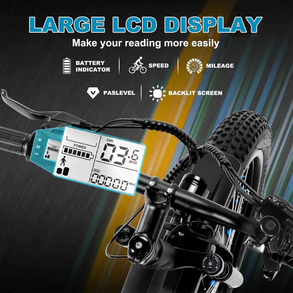 48V 1000W Dual Motors 26 x 4 Fat Tire 7-Speed Electric Mountain Bike H79934