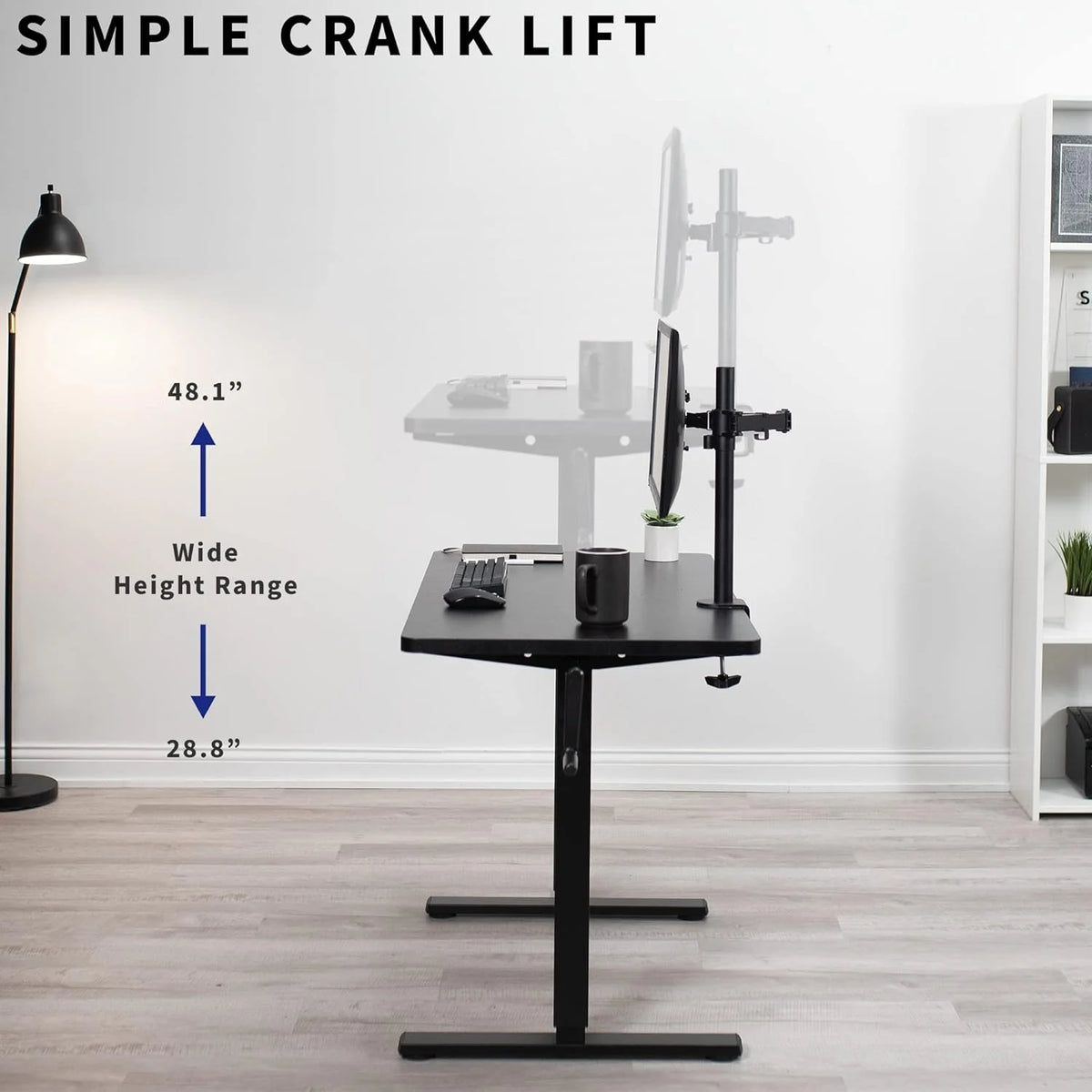 Dark Walnut 43 X 24 Inch Height Adjustable Standing Desk D7649