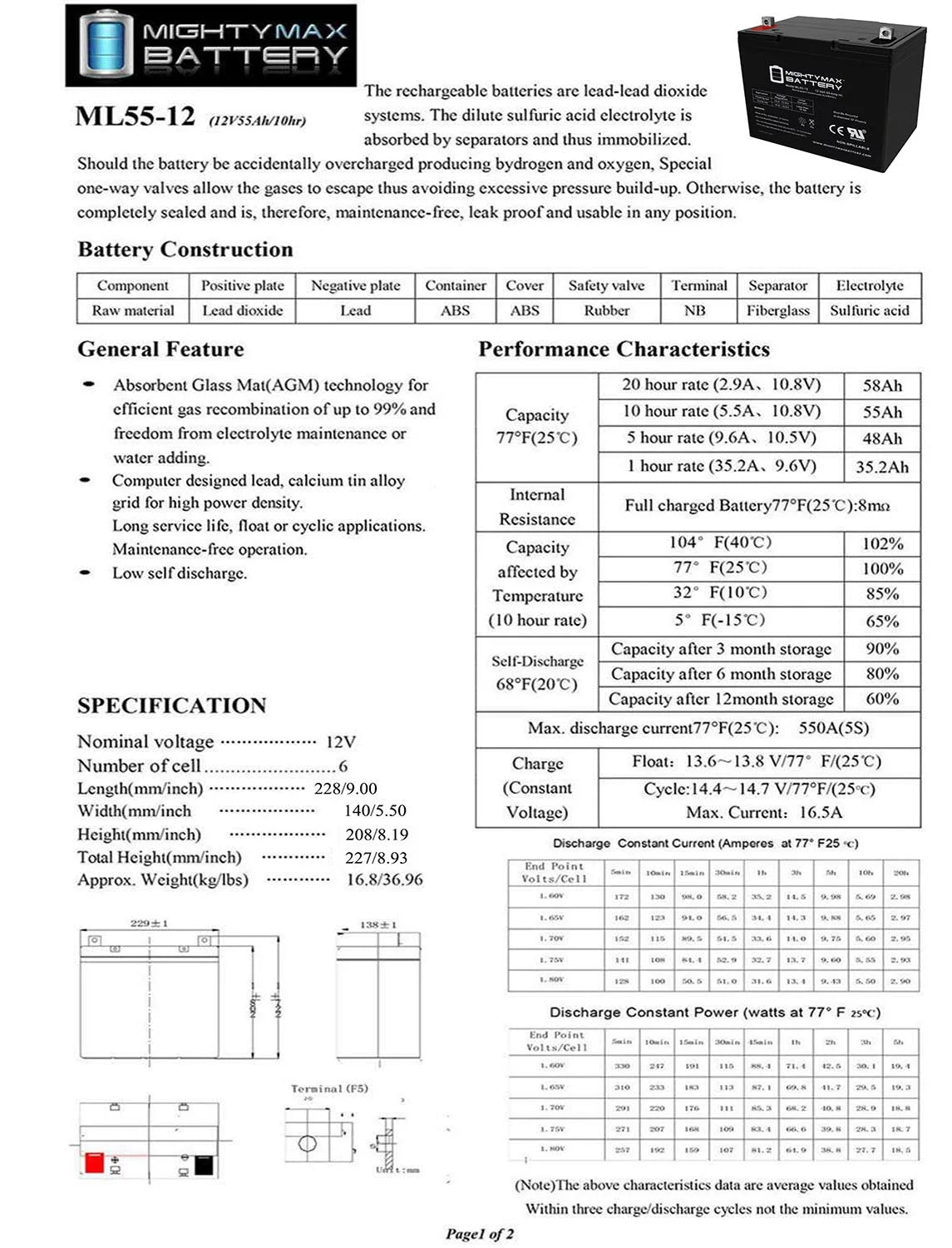 12V 55Ah Deep Cycle Battery D83803