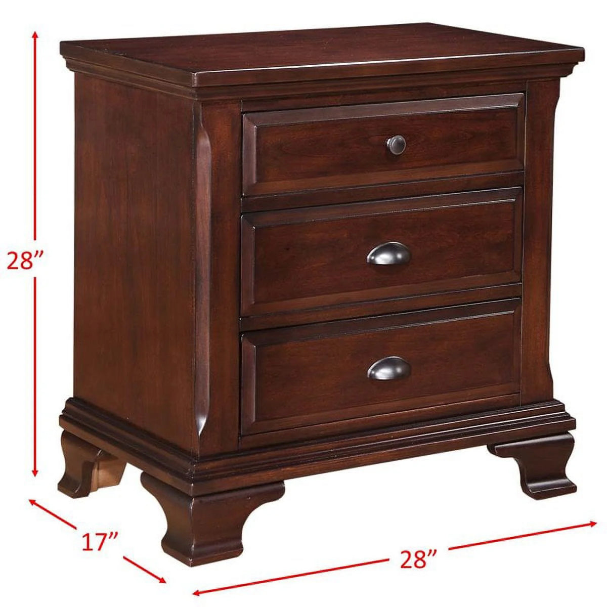 3 Drawer Nightstand in Cherry E62931